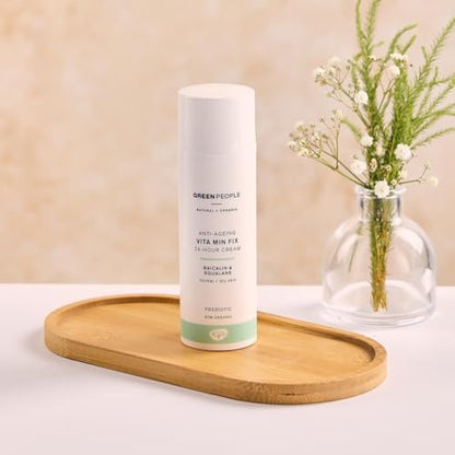 Green People Vita Min Fix Moisturiser - 24-Hour Cream - with Squalane (Derived from Olives) for Normal & Dry Skin - Paraben & Alcohol Free - Cruelty Free & Vegan, 50ml