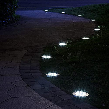 Nurkoo [Pack of 12] Solar Floor Lights, Outdoor 12 LEDs, Solar Lights, 800 mAh Disk Lights with Upgrade Solar Panel, Garden Light, Solar Lamp, Solar