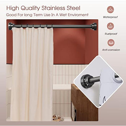 Stainless Steel Extendable Shower Curtain Pole 105-175cm Tension Rods for Curtain Telescopic Curtain Poles No Drilling Adjustable Shower Curtain Rail for Kitchen Closet Bathroom Window, Dark Grey