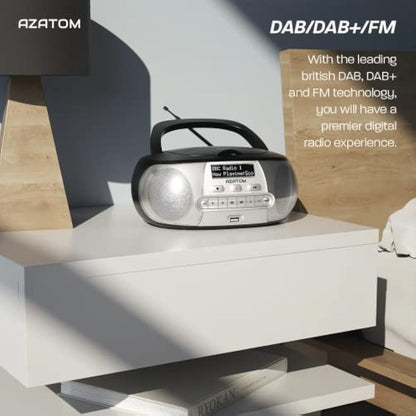 Portable CD Player with DAB/DAB+/FM Digital Radio | Bluetooth & USB MP3 Player | Battery & Mains Powered (6x”C”) | Dual Alarms & Sleep Timer | Perfect for Home, Office or Outdoors | AZATOM Zenith Z2