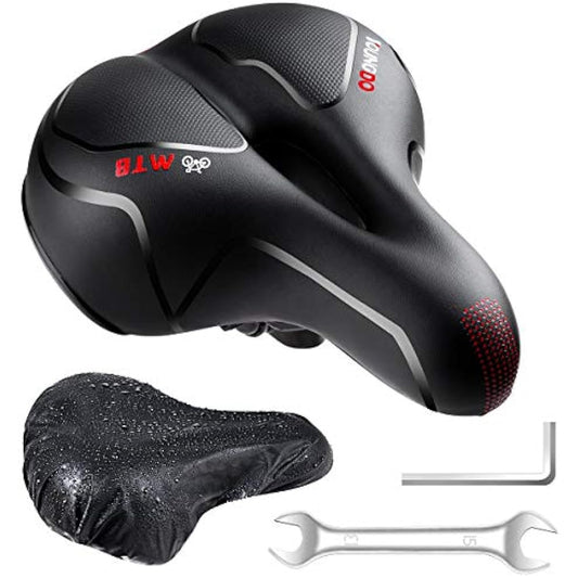 YOUNGDO Bicycle Saddle, Gel Bicycle Seat, Soft, Comfortable, Breathable, Shock-Absorbing, Ergonomic Bicycle Saddle with Waterproof Cover
