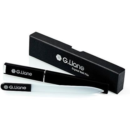 G.Liane Professional Glass Nail Files Manicure Pedicure Kit for Natural Acrylic Gels Nails Manicure Tools for Home and Salon (Black)