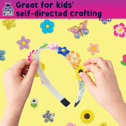 PURPLE LADYBUG Make Your Own Flower Headbands for Girls - Birthday Presents for Age 5-10, Unique Girls Toys Age 6, Fun Kids Craft Set & Creative DIY Girls Hair Accessories Gift Set