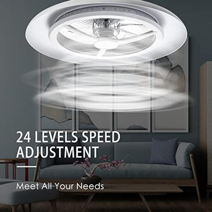 BKZO 55cm LED Ceiling Light with Fan, Ceiling Fan Lights Without Lampshade Wind Speeds Adjustable, Stepless Dimming Light, Modern Fan Lighting, 3000-5500K