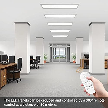 Dimmable LED Ceiling Light Panel 120 x 30 cm with Remote Control, 40 W Ceiling Lamp with Strong Brightness, 2700K - 6500K Warm, Natural and Cool White Lamp for Office, Workshop, Living Room