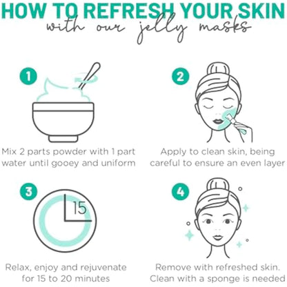 BRÜUN Jelly Mask Jar Chlorella Peel-Off Face Care Rubber Mask - A 23 fl oz Skin Care Gel Mask Jar Spa Set for Men, Women and Adults