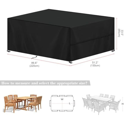 SIMPHAUS Large Garden Table Cover 220x130x85cm Outdoor Furniture Covers Waterproof Rattan Garden Furniture Covers for Outside Garden Furniture,Garden Sofa Cover with Straps,Anti-UV 420D Oxford Fabric