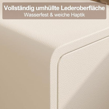 AQIMUELE Small Bedside Table, Narrow Bedside Cabinet with Drawers，Pre-assembled Slim Bedside Table with Leather Surface for Bedroom, 30cm (White)