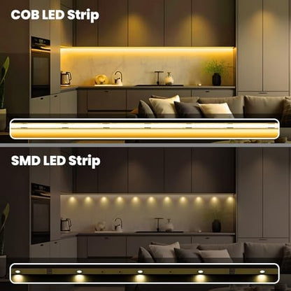 ACELUMO COB LED Strip 10m, Dotless LED Strip with Smart App Control and Remote, Timer, CRI 92+, 8mm Wide, Dimmable Warm White Strip Lights for Ambient Illumination in Home Decor, 2700K