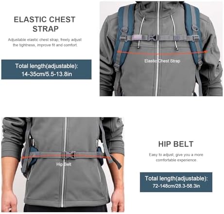 MOUNTAINTOP 40L Hiking Backpack Water Resistant Mens Women Rucksack for Trekking, Traveling, Camping, Cycling, Climbing
