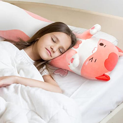 Mewaii 51in Long Cat Plush Pillows Stuffed Animals Squishy Pillows - Cute Plushie Kitten Sleeping Hugging Pillow Toys for Kids(Pink)