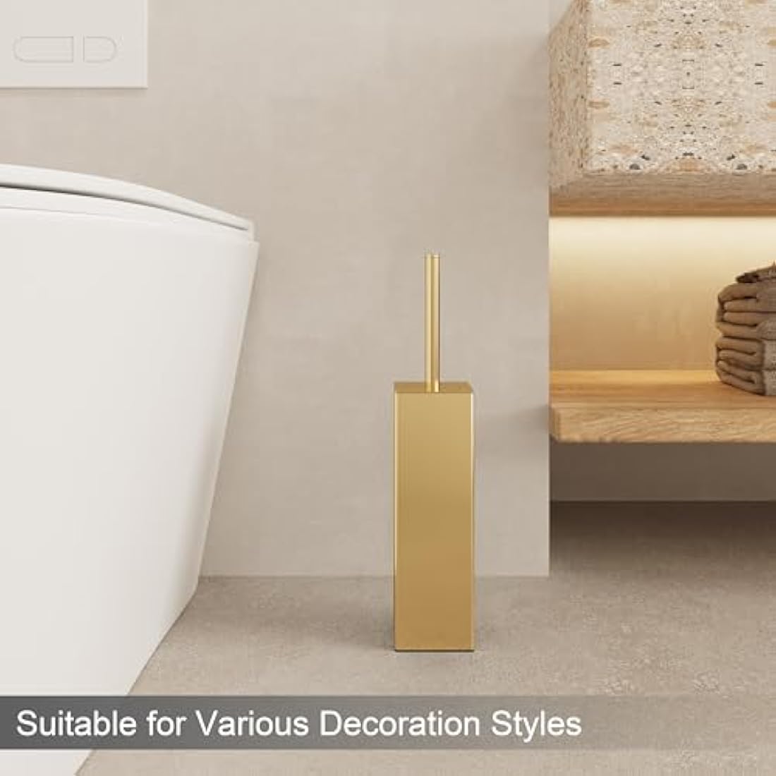 BGL Stainless Steel Material Stand Toilet Brush Holder For Bathroom And Hotel (gold)