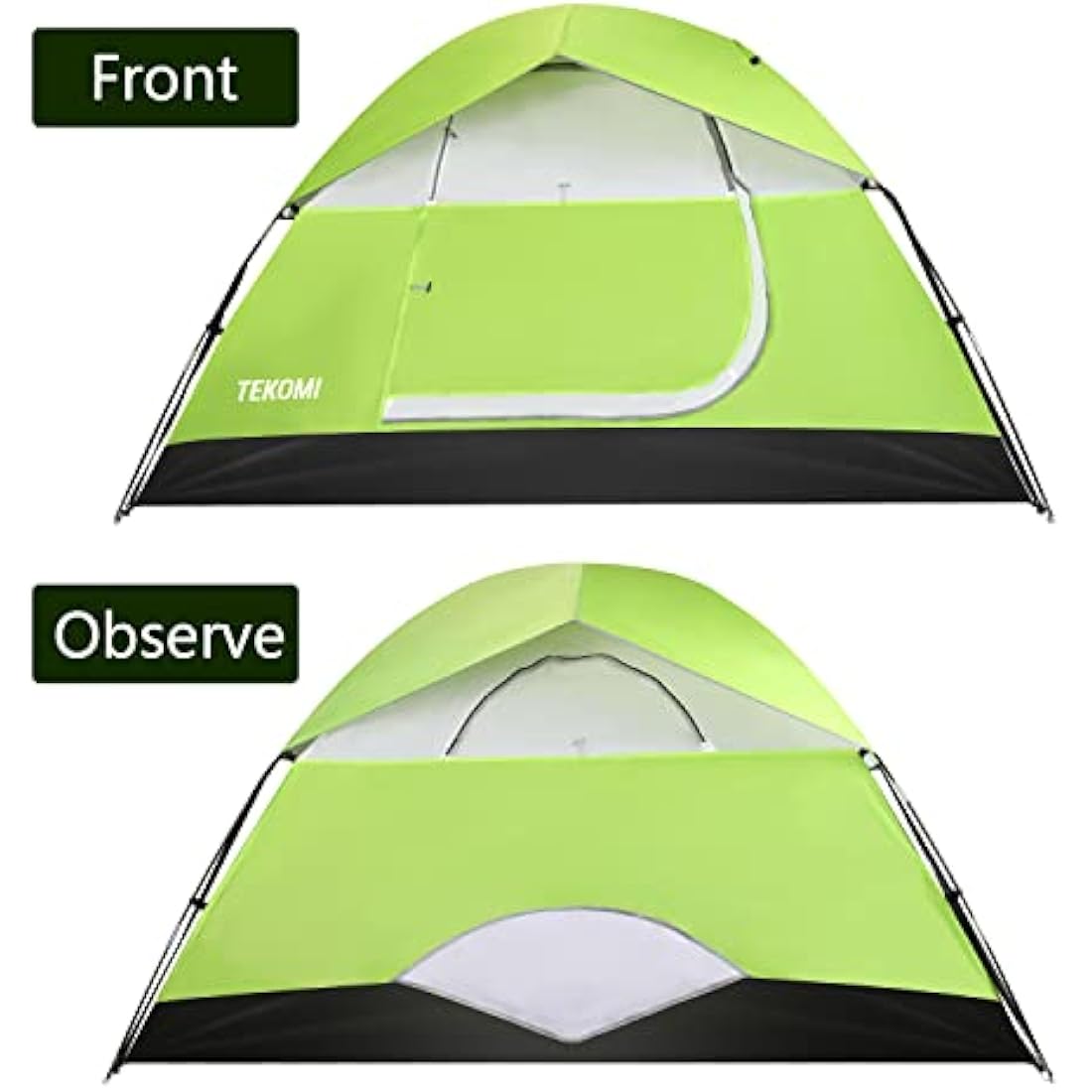 Camping Tent, TEKOMI Waterproof Family Dome Tent with Removable Rain Fly, Instant Cabin Tent for 60 Seconds Set Up, Advanced Venting Design, Fit Camp Backpacking Hiking Outdoor, Dark Green