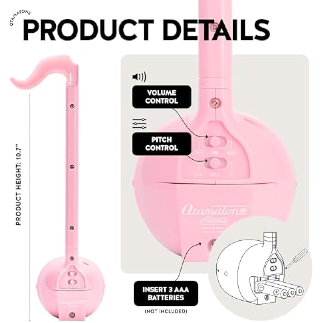 Otamatone Regular Strawberry Japanese Electronic Musical Instrument, Portable Touch Sensitive Digital Music Instruments Synthesizer, Fun Cool Kids Teens Adults Birthday Christmas Toy Song Game Stuff