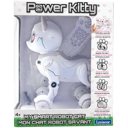 LEXIBOOK - Power Kitty® - Remote Control Robot Cat, Programmable Smart Robot, Light, Sound, White/Pink - KITTY01