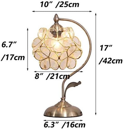 Bieye L30734 Tiffany Style Stained Glass Flower Petal Table Lamp with Brass Base for Home Décor (Clear, 8" Cherry Blossom)