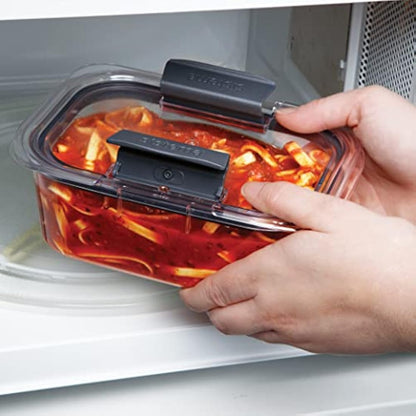 Sistema Brilliance Leakproof Food Storage Container, Stain and Odour Resistant, Microwave Steam Vents, 380 ml, BPA-Free, Black Clips, Clear/Grey, 2 Count (Pack of 1)