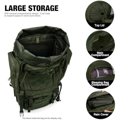 Mardingtop 60L Tactical backpack Military Rucksack MOLLE Camping and Hiking Backpack High Capacity with Rain Cover for Trekking Mountaineering Hunting Traveling