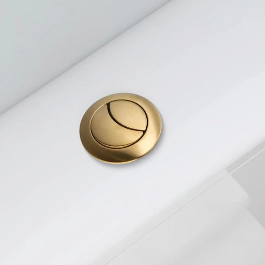 Toilet Flush Button Brushed Brass ? 38mm Cistern Hole, Adjustable Spindles Up to 125mm, Top or Front Mount, Smooth Action, ABS Button with Secure Back