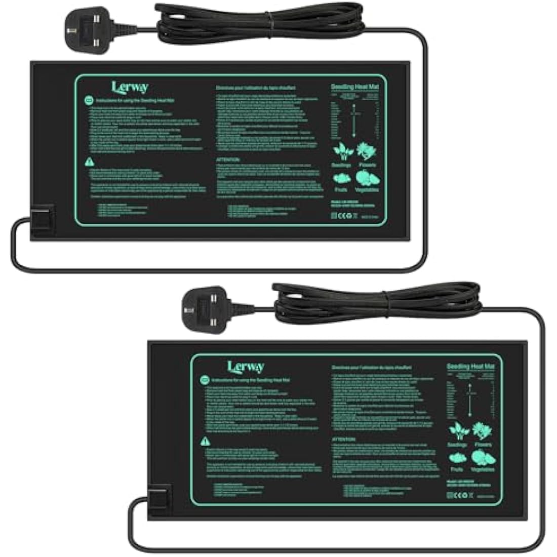 LERWAY Seedling Heating Mat Plant Warming Mat Waterproof Greenhouse Heating Pad 21W for Propagation Germination Tray Hydroponic Terrarium Reptile Amphibian Heat Mat 25.4cm*50.8cm (25.4 * 50.8cm x 2)