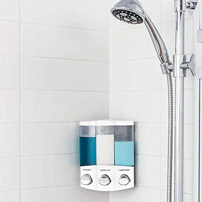 Better Living Products 76354 Euro Series TRIO 3-Chamber Soap and Shower Dispenser, White, Acrylonitrile Butadiene Styrene (ABS)