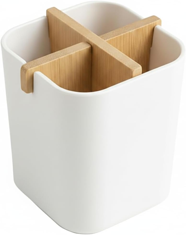 Kandid® Black Bamboo & Biodegradable Toothbrush Holder – Eco-Friendly Bathroom Organizer with Removable Divider