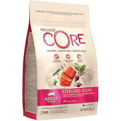 Wellness CORE Sterilised Ocean, 300g, Salmon, Dry Cat Food for Sterilised / Indoor Cats, Grain-Free, High Fish Content, Protein-Rich, Supports Healthy Skin & Shiny Coat