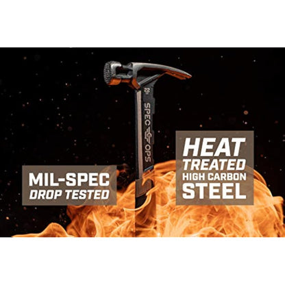 Spec Ops - SPEC-M22CF Tools Framing Hammer, 22 oz, Rip Claw, Milled Face, Shock-Absorbing Grip, 3% Donated to Veterans Black/Tan