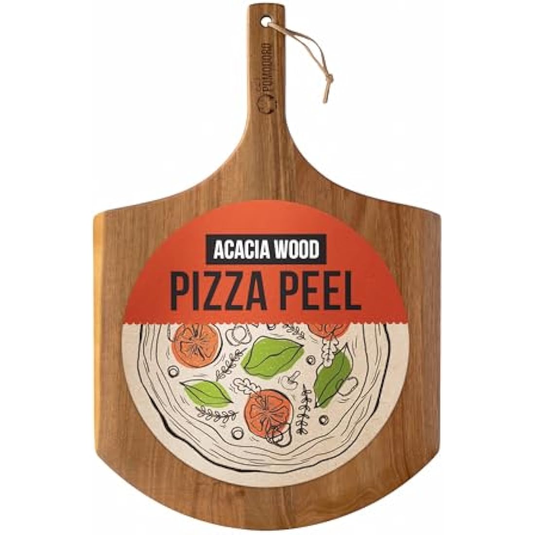 Chef Pomodoro Pizza Peel & Board, 14-inch (35.5 cm), Lightweight Acacia Wood, Baking Pizza & Bread, Oven Accessory