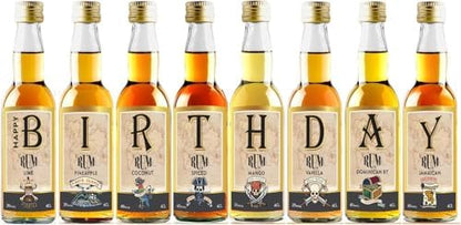 Birthday Rum Tasting Set - Miniature Rum Selection Gift Set Perfect For Any Rum Lover - 40ml Glass Bottles - Made By IL GUSTO (Pack of 8)