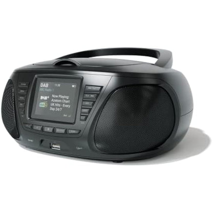 Portable CD Player with DAB/DAB+/FM Digital Radio | Bluetooth & USB MP3 Player | Large Display | Battery & Mains Powered (6x”C”) | Perfect for Home, Office or Outdoors | AZATOM Zenith Z4 (Black)