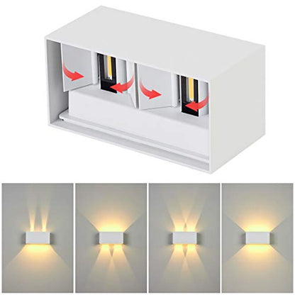 Dr.lazy Led Wall Light Aluminum 20W Indoor Led Wall Lamp 120 Adjustable Up Down Wall Light Outdoor IP65 Waterproof Wall Sconce Lighting Fixtures for