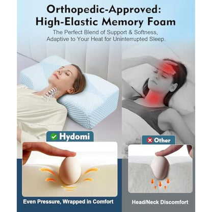 Memory Foam Neck Support Pillow for Neck Shoulder Pain Sleeping: Orthopedic Cervical Pillow-Ergonomic Side Sleeper pillow-Contour Bed pillows with Washable Cover for Side Back Stomach Sleepers