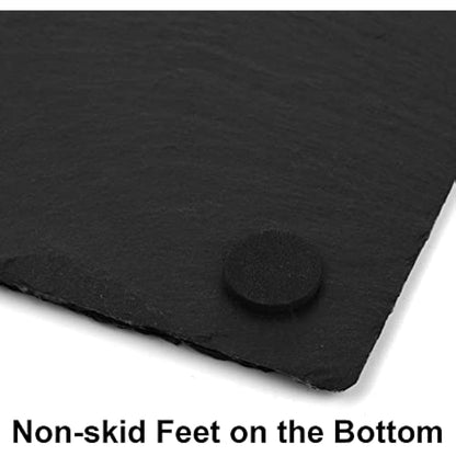 Hacaroa 6 Pieces Slate Cheese Board, 30 x 20cm Black Charcuterie Boards Natural Slate Stone Plate Tray, Gourmet Serving Platter for Meats, Fruits, Parties, Appetizers