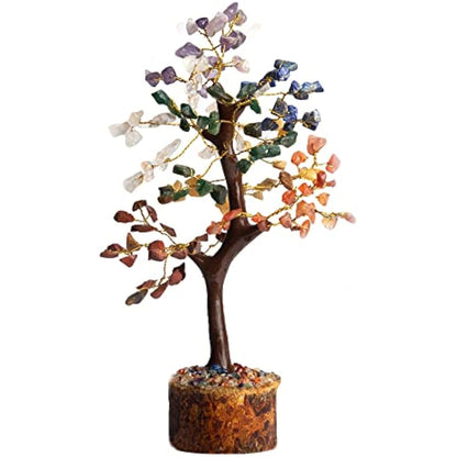 Wonder Care 7 Chakra Tree for Positive Energy Home Decorations and Healing Crystal Tree with M-Seal & Golden Wire | Money Tree | Crystal Decor | Multi Crystal | Feng Shui Decor (150 Beads)