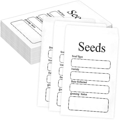 REEKNOKOL 100Pcs Small White Envelopes, Self-Adhesive Seed Envelopes Seed Packets with Preprinted Kraft Paper Coin Envelopes Money Envelopes for Seeds Saving & Collecting(8x12cm/3.15x4.72inch)