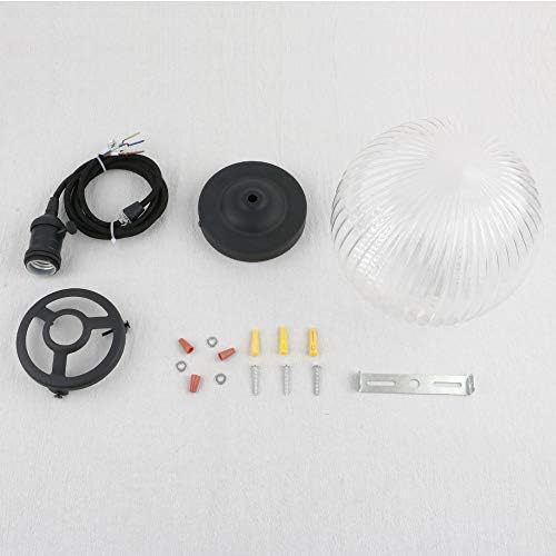 Yosoan Vintage Black Pendant Light Fittings with Globe Glass lampshade, Industrial Pendant Light Fitting Chandelier for Kitchen Dining Room Bedroom Restaurant (Black)