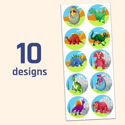 TownStix Dinosaur Stickers Set - 10 Designs, 20 Sheets, 200 Stickers