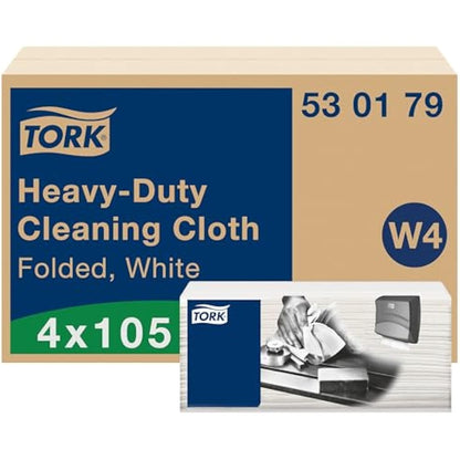 Tork Heavy-Duty Cleaning Cloth White W4, Multipurpose, 4 x 105 Cloths, 530179
