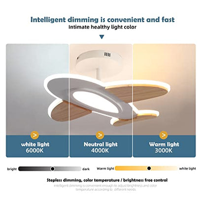 Schindora 35 W LED Ceiling Light Children's Room I Airplane Shape Dimmable Ceiling Lights with Remote Control I 50 * 45 CM I 2700-6500 K I White and