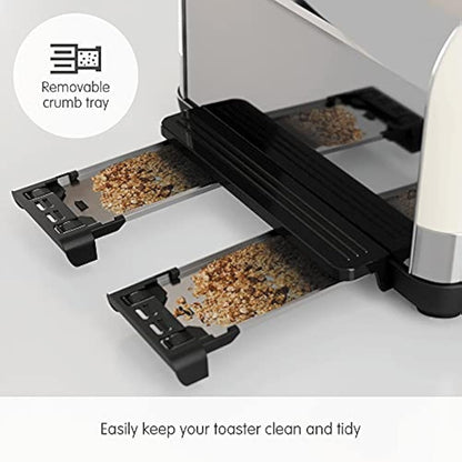 Morphy Richards Venture Cream 4 Slice Toaster - Defrost Setting - High Lift Feature - 240132
