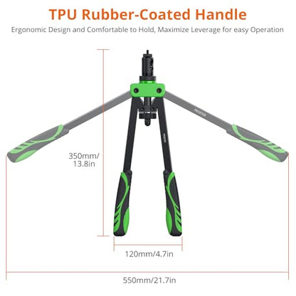 Proster Rivet Nut Tool 14" Heavy Duty Hand Rivet Nut Gun with 6pcs Metric Mandrels 150 PCS M3 M4 M5 M6 M8 M10 Nut Riveter Nut Thread Setter Kit with Storage Box Green