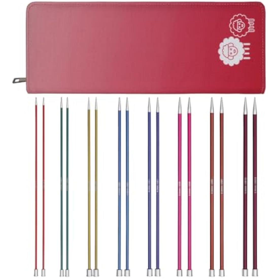 KnitPro Zing Deluxe Single Pointed Needle Set 10" (25cm) | 8 Sizes (2.5mm to 6mm)