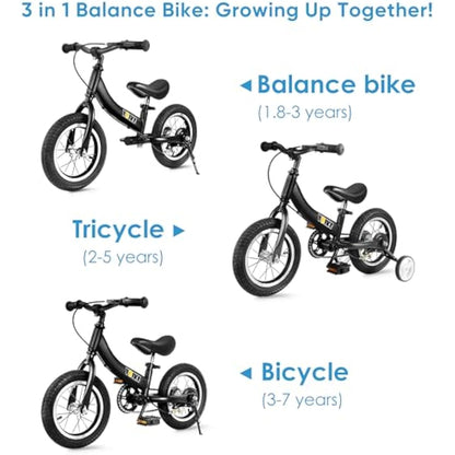 YBIKE Balance Bike 2 in 1,The Dual Use of a kids' Balance Bikes and Kids Bike, for 2 3 4 5 6 7 Years Old -12 14 16 Inches with Training Theory, Brake, Pedal