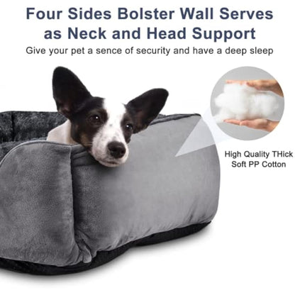 JOEJOY Dog Bed Extra Large - Washable Anti-Anxiety Pet Bed Soft Plush Cat Bed Rectangle Non-Slip Bottom Pet Bed - Small | Medium | Large Size Mattress Mat For Dog, Grey