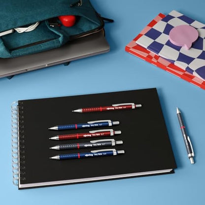rOtring Tikky Retro Mechanical Pencils | 2B 0.5 mm | Blue Barrels | with Comfort Rippled Grip | 12 Count
