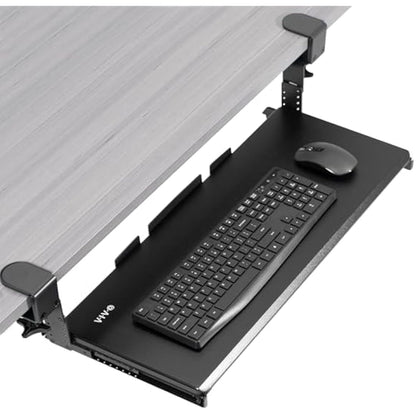 VIVO Large Height Adjustable Under Desk Keyboard Tray, C-clamp Mount System, 27 (33 Including Clamps) x 11 inch Slide-Out Platform Computer Drawer for Typing, Black, MOUNT-KB05HB