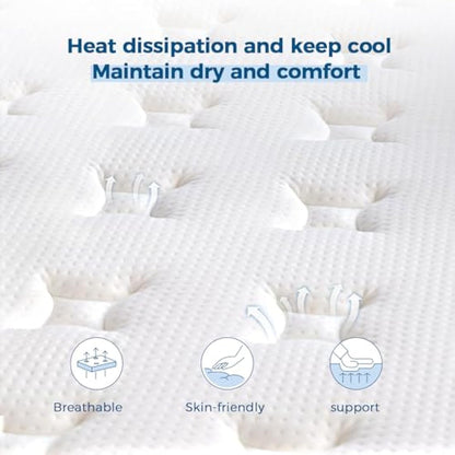 Inofia Single Mattress,12 Inch Memory Foam Sprung Mattress 3FT,Sleep Cool and Supportive,Pressure Relieving Airy Comfort Foam,Medium Firm Hybrid Mattress,The Aire Collection(90x190x30cm Medium Firm)