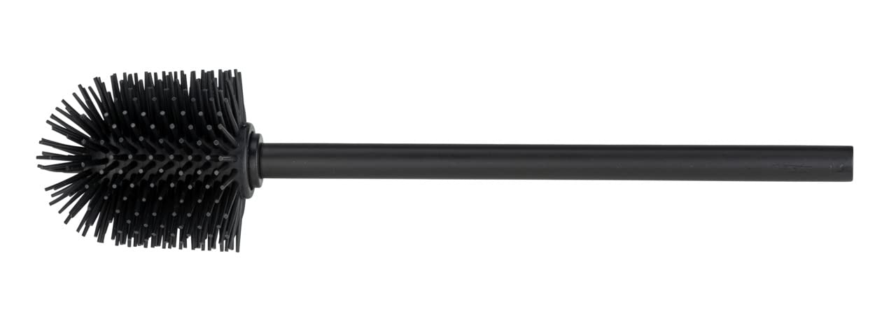 WENKO DIE BESSERE IDEE Stainless Steel Handle Toilet Brush with Silicone Head, Black, ? 8 cm