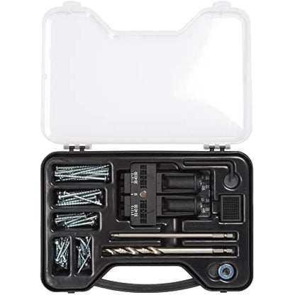 Trend 3 in 1 Pocket Hole Jig Kit with Pocket Hole Jig, HSS Drill Bit & Depth Setting Collar, Square Drive Bit, 50 Screws & Kit Storage Case, PH/JIG/BK